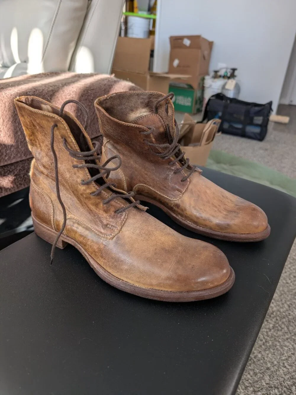 Italian leather high top shoes